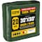 Core Tarps Heavy Duty Tarp, 60 ft L x 0.5 mm H x 30 ft W, 20 Mil, Green/Black, Polyethylene CT-703-30X60 - alternate 1